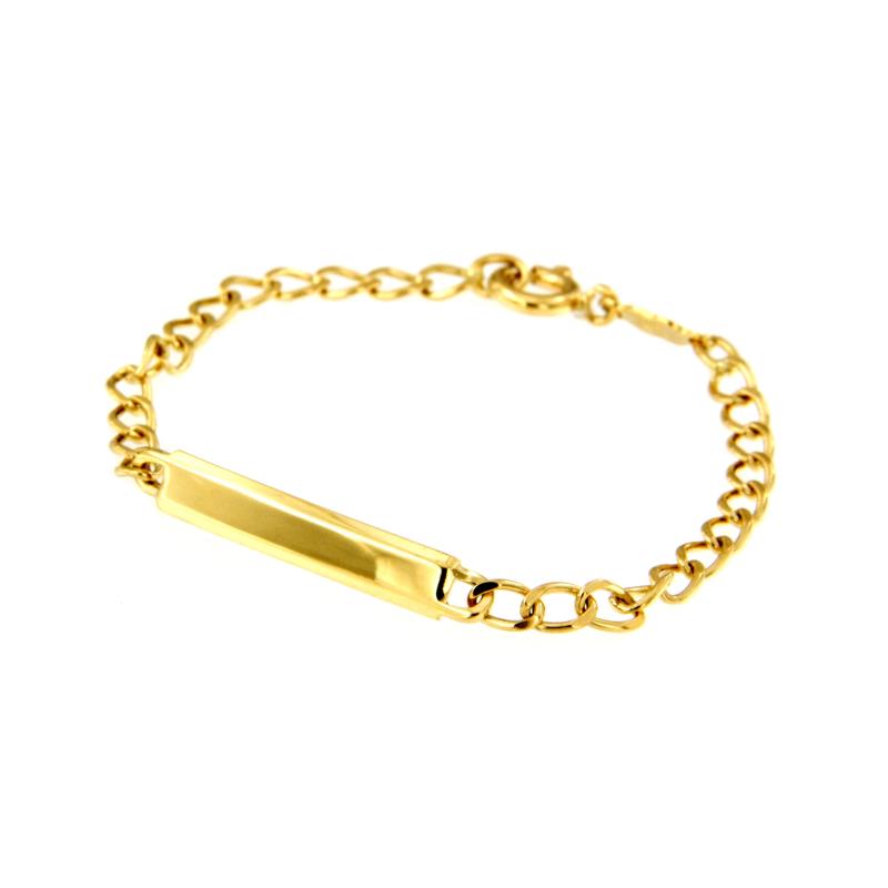 BRACCIALE ORO GIALLO 750/1000 MAGLIA GRUMETTA CON TARGHETTA - CM 14 - 