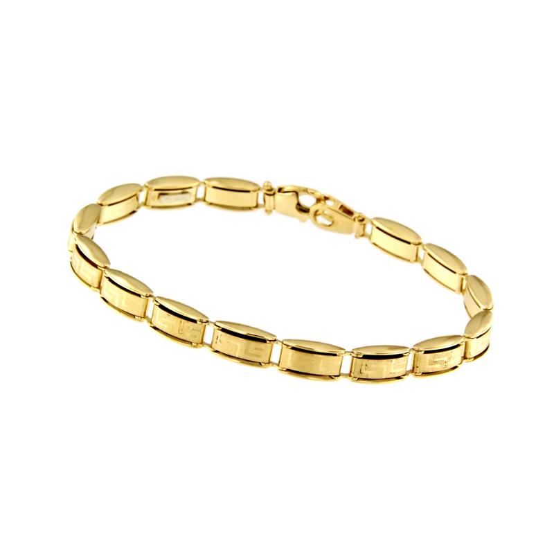 BRACCIALE ORO GIALLO 750/1000 MAGLIA A SEGMENTI SEMI-SERIGRAFATI - CM. 19 - 