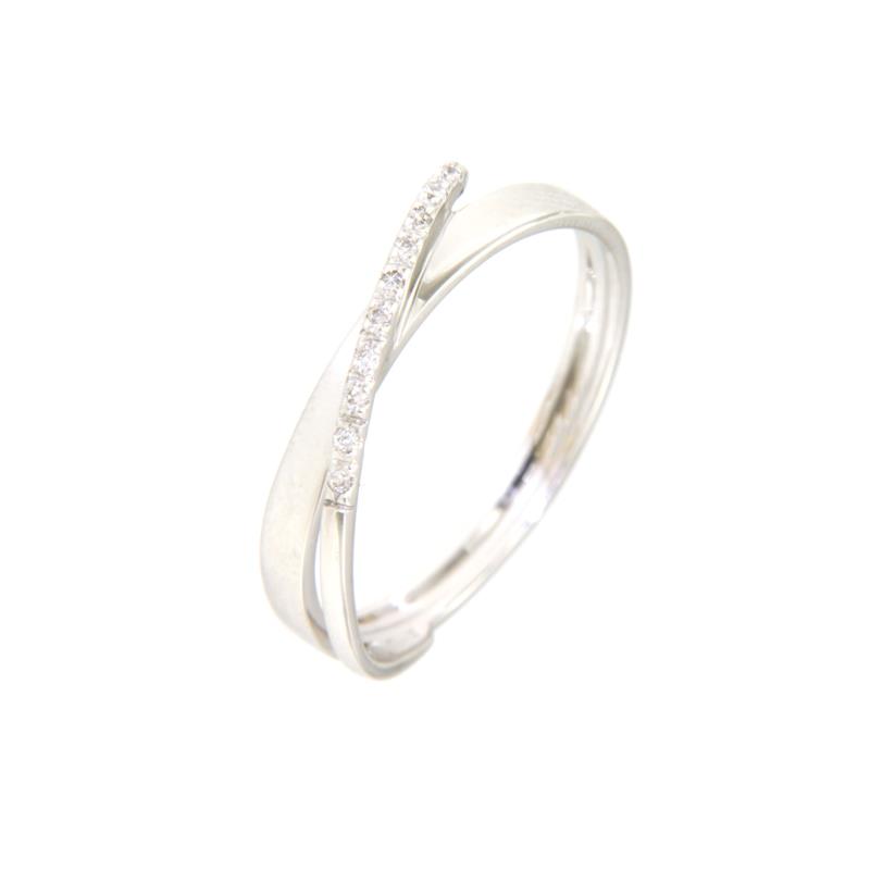 ANELLO ORO BIANCO 750/1000 CON DIAMANTI TAGLIO BRILLANTE CT 0.05 TOTALI H - P1 - MIS. 15.5 - 