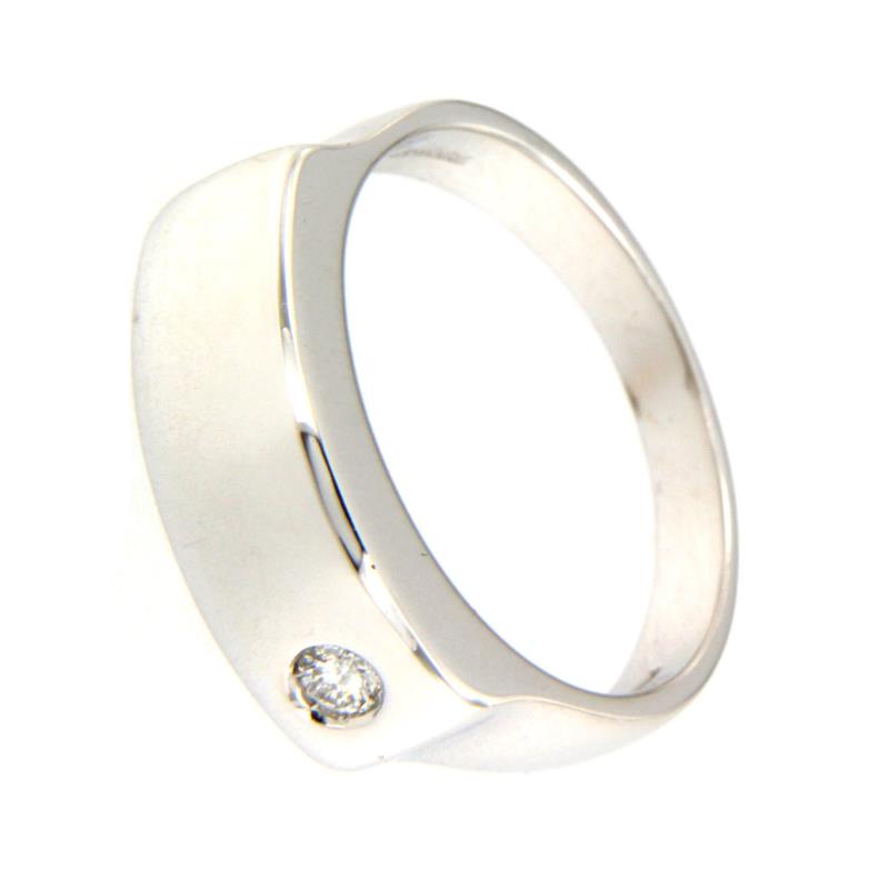 SALVINI - ANELLO ORO BIANCO 750/1000 - CON DIAMANTE TAGLIO BRILLANTE CT 0.08 G - VS2 - MIS 22 - SALVINI