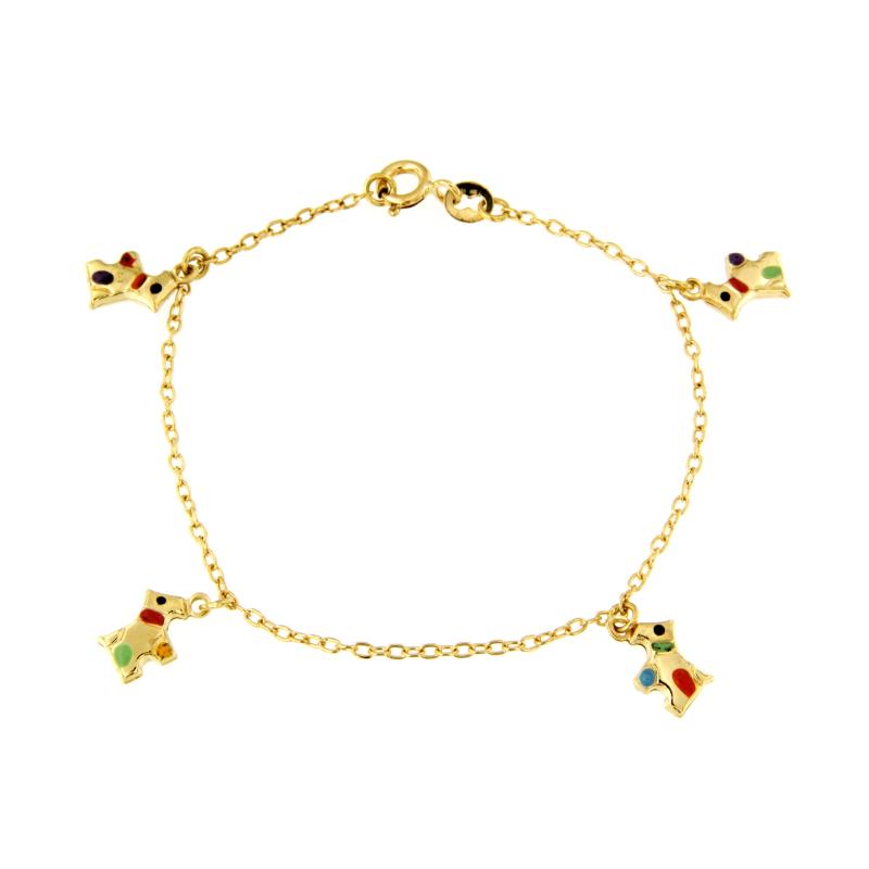 BRACCIALE ORO GIALLO 750/1000 CON PENDENTI SMALTATI - CM 18 - 