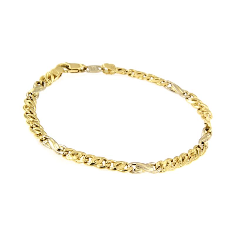 BRACCIALE DUE ORI 750/1000 MAGLIA 3+1 - CM. 20.5 - 