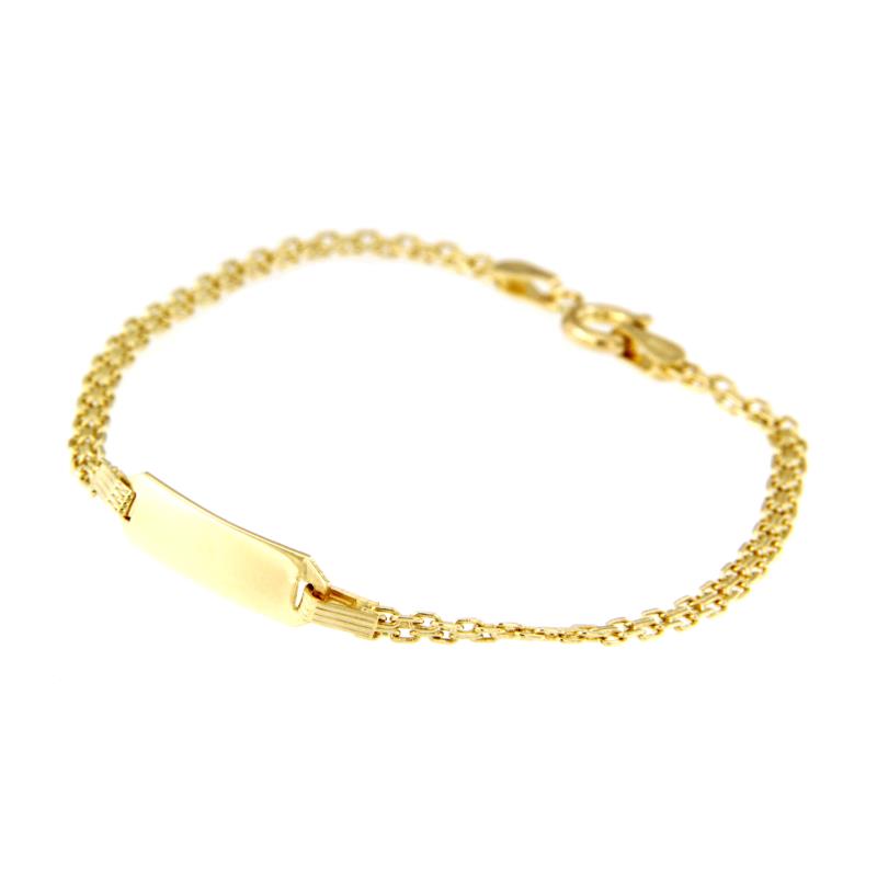 BRACCIALE ORO GIALLO 750/1000 MAGLIA FORZATINA DOPPIO FILO CON TARGHETTA - CM 16 - 