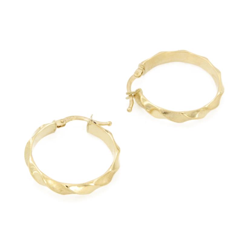 COPPIA ORECCHINI ORO GIALLO 750/1000 CERCHI RITORTI SEMI-SATINATI - 