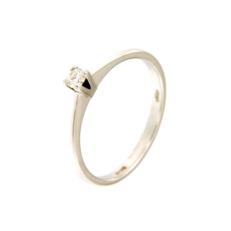 SOLITARIO ORO BIANCO 750/1000 CON DIAMANTE TAGLIO BRILLANTE CT 0.08 G - SI2 - MIS. 13.5 - 