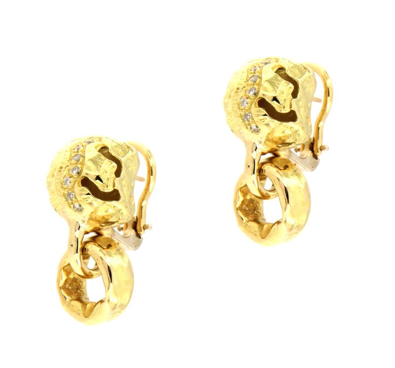 MISANI - COPPIA ORECCHINI - ORO GIALLO  750/1000 - A CLIPS CON DIAMANTI TAGLIO  BRILLANTE CT 0.16 TOTALI G - SI1 - MISANI