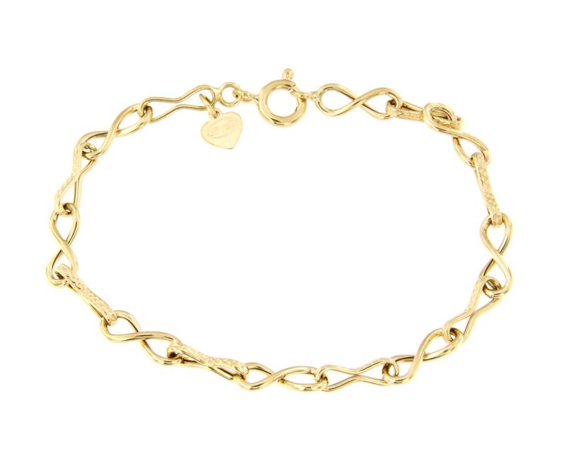 BRACCIALE ORO GIALLO 750/1000 MAGLIA 1+1 SEMI-ZIGRINATA - CM. 20 - 