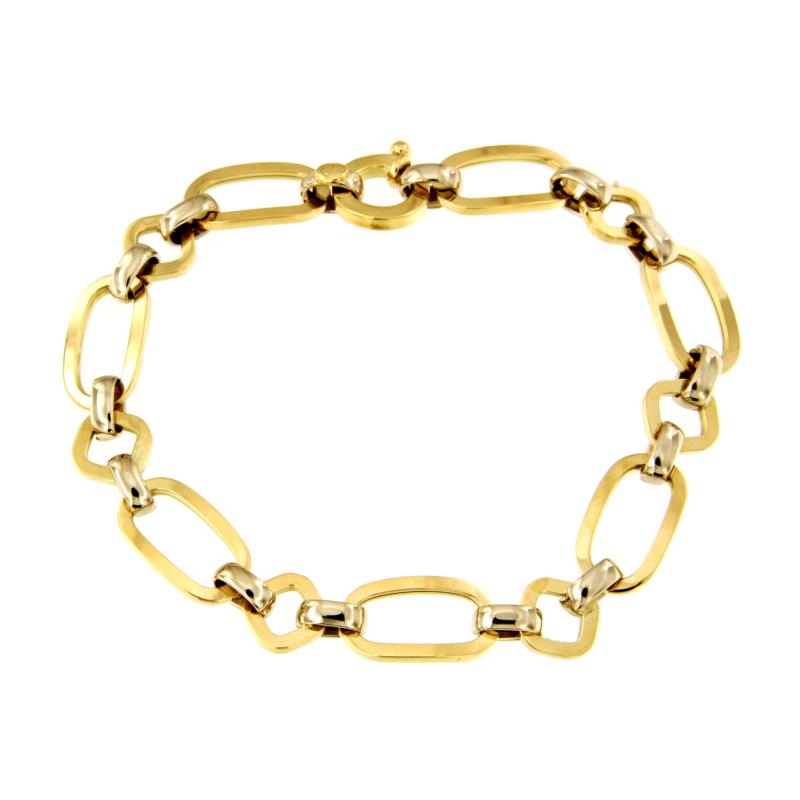 BRACCIALE DUE ORI 750/1000 MAGLIA FANTASIA TIPO ROLÒ - CM 19.5 - 