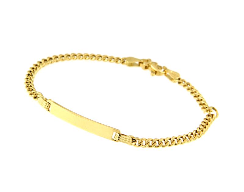 BRACCIALE ORO GIALLO 750/1000 MAGLIA GRUMETTA CON TARGHETTA - CM 15.5 - 