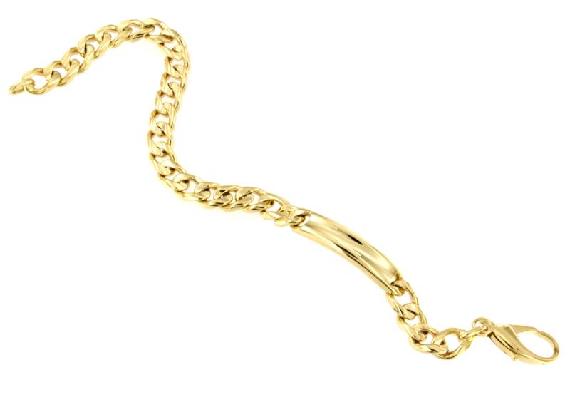 BRACCIALE ORO GIALLO 750/1000 MAGLIA GRUMETTA CON TARGHETTA - CM. 22 - 