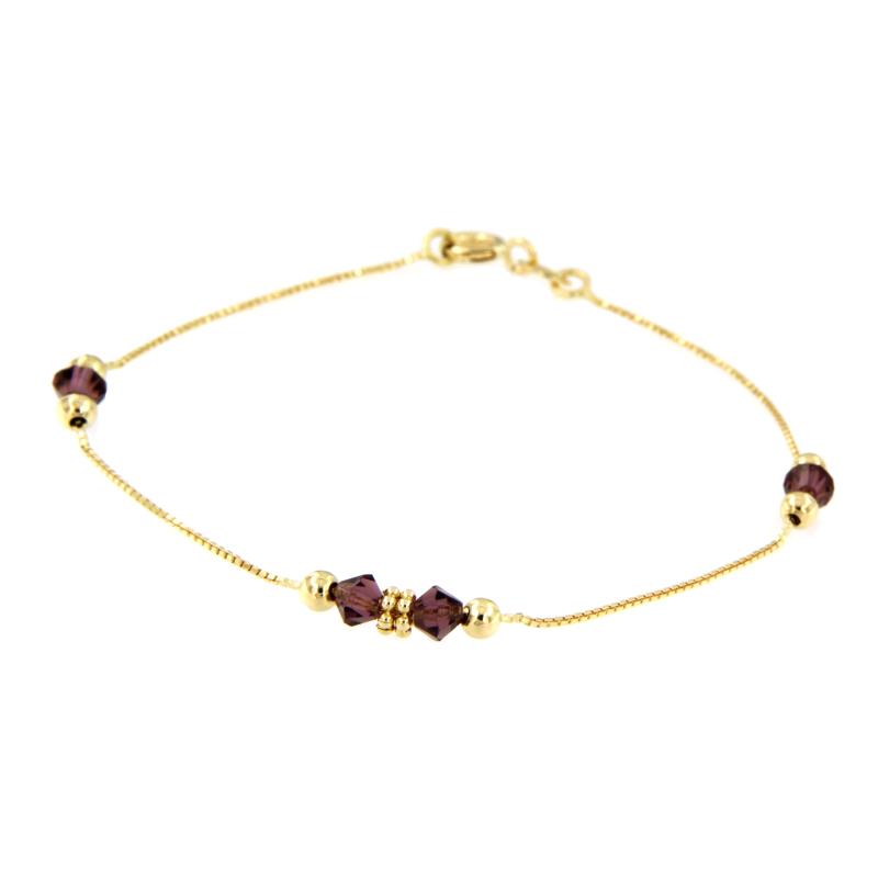 BRACCIALE ORO GIALLO 750/1000 MAGLIA VENETA CON SEMI-PREZIOSI - CM. 19.5 - 