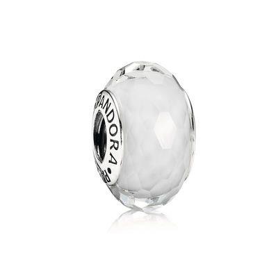 PANDORA - CHARMS - ARGENTO 925/1000 - VETRO DI MURANO BIANCO - PANDORA