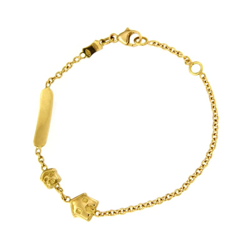 BRACCIALE ORO GIALLO CON CASETTE E TARGHETTA - CM 16 - 