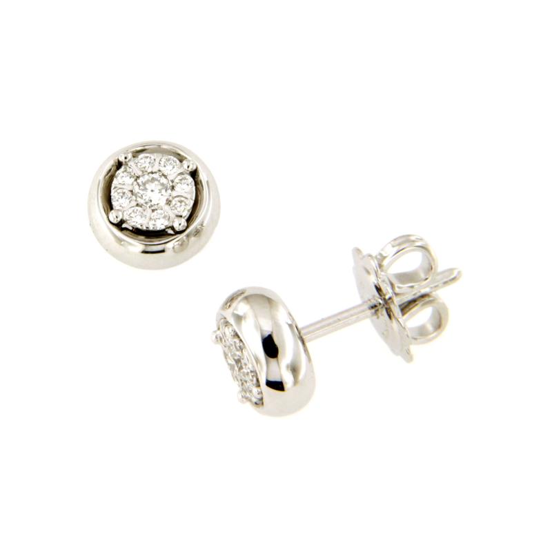 SALVINI - COPPIA ORECCHINI - ORO BIANCO 750/1000 - CIPOLLINO A PAV&Egrave; CON DIAMANTI TAGLIO BRILLANTE CT 0.20 TOTALI G - VS - 