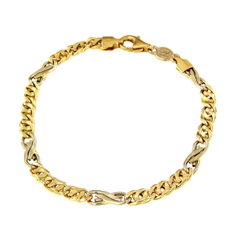 BRACCIALE DUE ORI 750/1000 MAGLIA 3+1 - CM. 20.5 - 