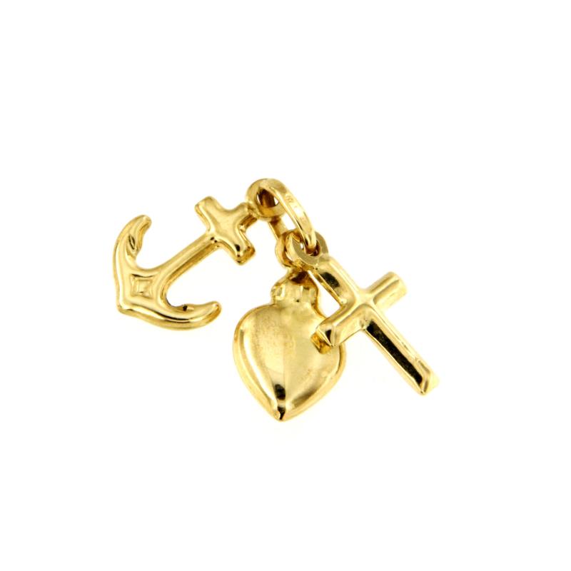 CIONDOLO ORO GIALLO 750/1000 FEDE, SPERANZA E CARIT&Agrave; - 