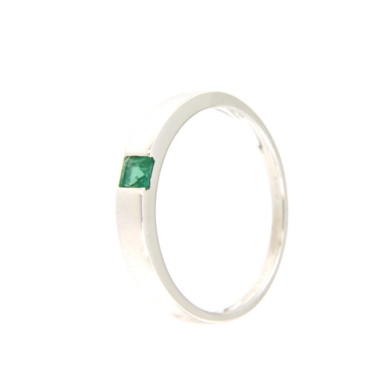 BLISS - ANELLO - ORO BIANCO 750/1000 - CON SMERALDO - MIS. 14.5 - BLISS