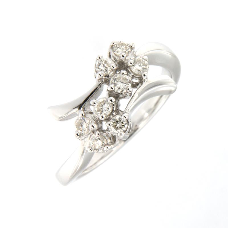 ANELLO ORO BIANCO  750/1000 CON 8 DIAMANTI DA  0.08 CT CAD - 