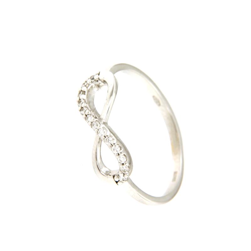 ANELLO ORO BIANCO 750/1000 INFINITO CON ZIRCONI - MIS. 13 - 