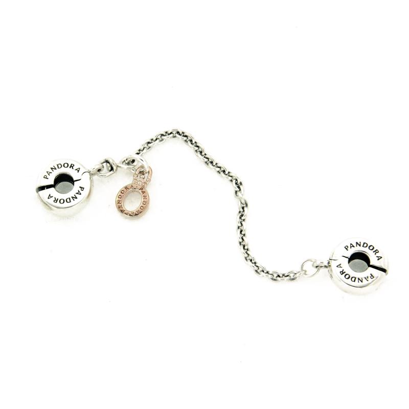 PANDORA - CATENA DI SICUREZZA - ARGENTO 925/1000 - MOD.CON LOGO PENDENTE  - PANDORA