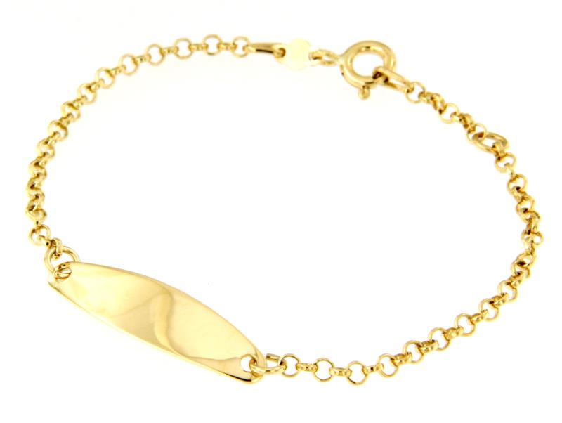 BRACCIALE ORO GIALLO 750/1000 MAGLA ROLÒ CON TARGHETTA - CM 15.5 - 