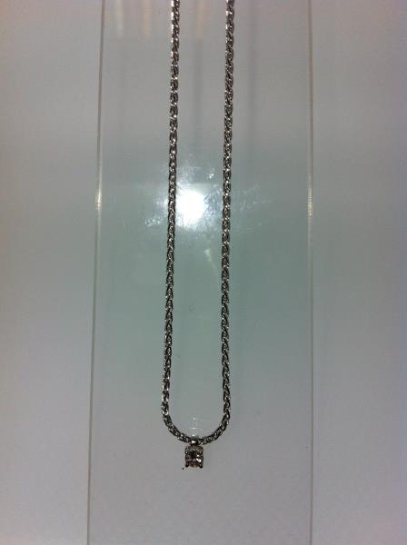 COLLANA ORO BIANCO 750/1000 PUNTO LUCE CON DIAMANTE DA 0.08 CT COL H VS1  - 