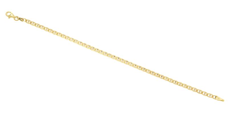 BRACCIALE DUE ORI 750/1000 MAGLIA GRUMETTA CON TRAVERSINO - CM. 20 - 