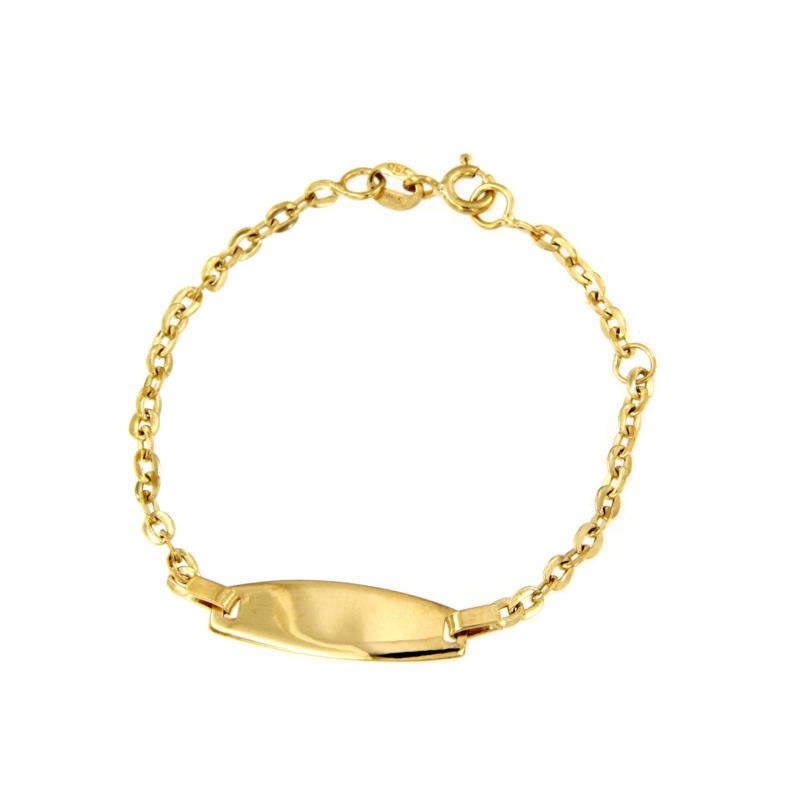 BRACCIALE ORO 750/1000 MAGLIA ROLÒ CON TARGHETTA - CM 14 - 