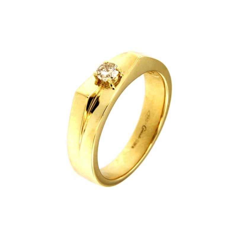 ANELLO ORO GIALLO 750/1000 CON DIAMANTE TAGLIO BRILLANTE CT 0.22 BROWN - I1 - MIS. 22 - 