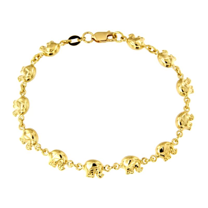 BRACCIALE ORO GIALLO 750/1000 MAGLIA 1+1 CON ELEFANTI - CM 18 - 