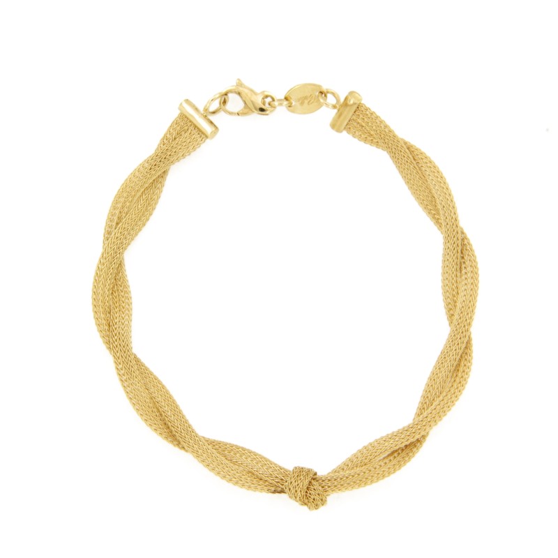 BRACCIALE ORO GIALLO 750/1000 MAGLIA INTRECCIATA CON NODO CENTRALE - CM. 18 - 