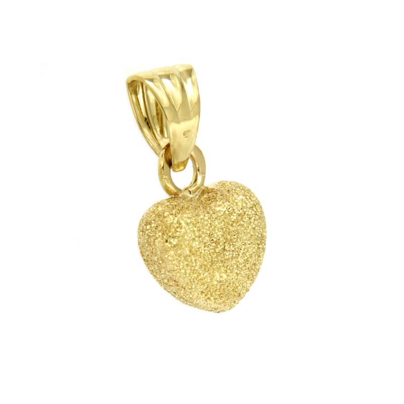 CIONDOLO ORO GIALLO 750/1000 CUORE SEMI-DIAMANTATO - 