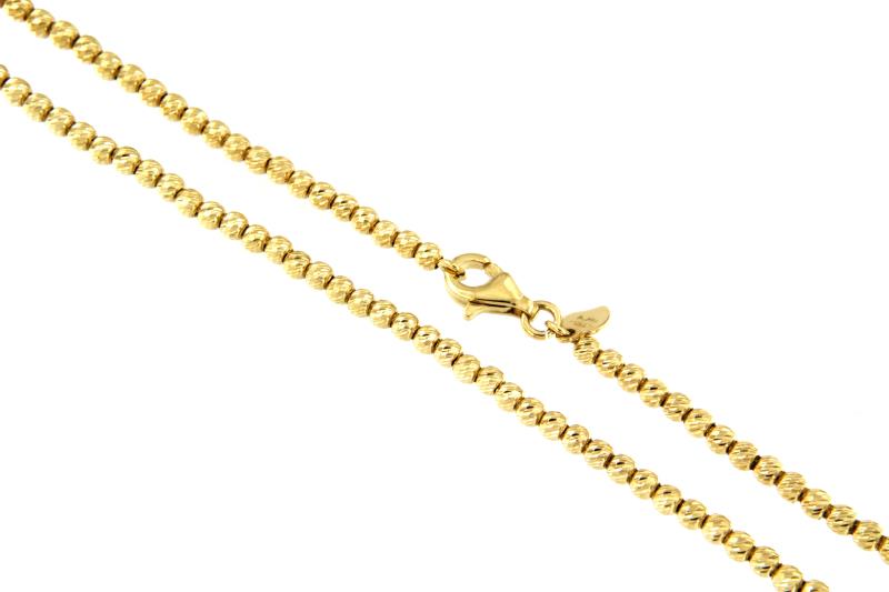 COLLANA ORO GIALLO 750/1000 MAGLIA A SFERE DIAMANTATE - CM. 43 - 