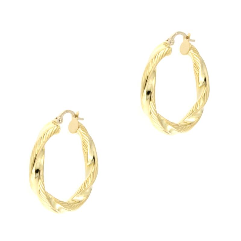 COPPIA ORECCHINI ORO GIALLO 750/1000 CERCHI RITORTI - 