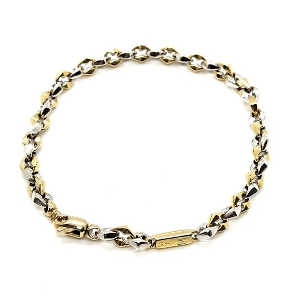 BRACCIALE DUE ORI 750/1000 MAGLIA ROL&Ograve; ROMBO   CM 20.5 - 
