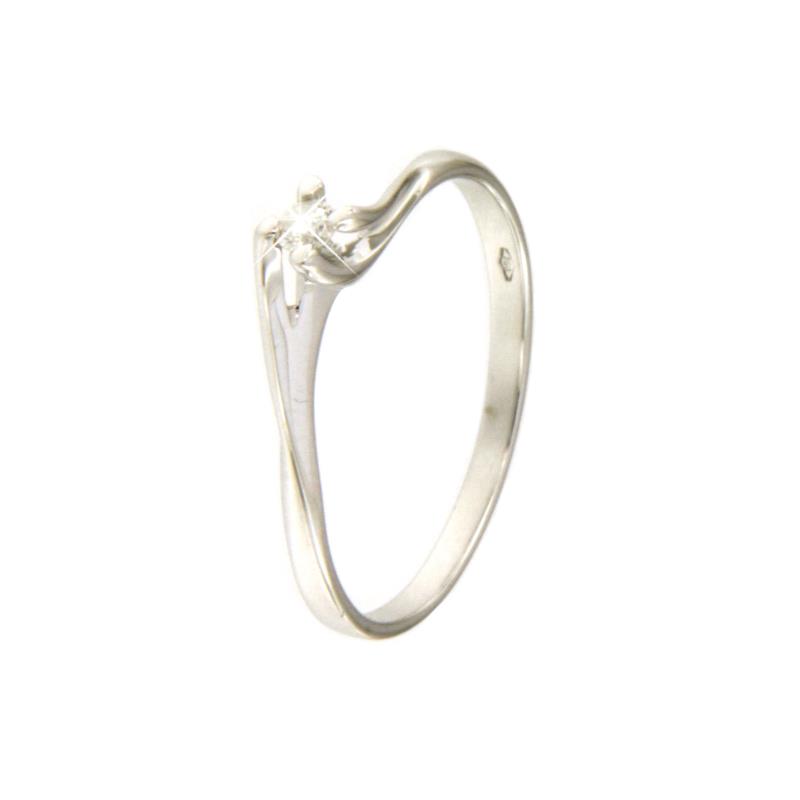 SOLITARIO ORO BIANCO 750/1000 CON DIAMANTE TAGLIO BRILLANTE CT 0.05 I - I2 - MIS. 13 - 