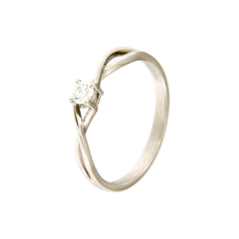 SOLITARIO ORO BIANCO 750/1000 CON DIAMANTE TAGLIO BRILLANTE CT 0.14 G - VS2 - MIS. 15 - 