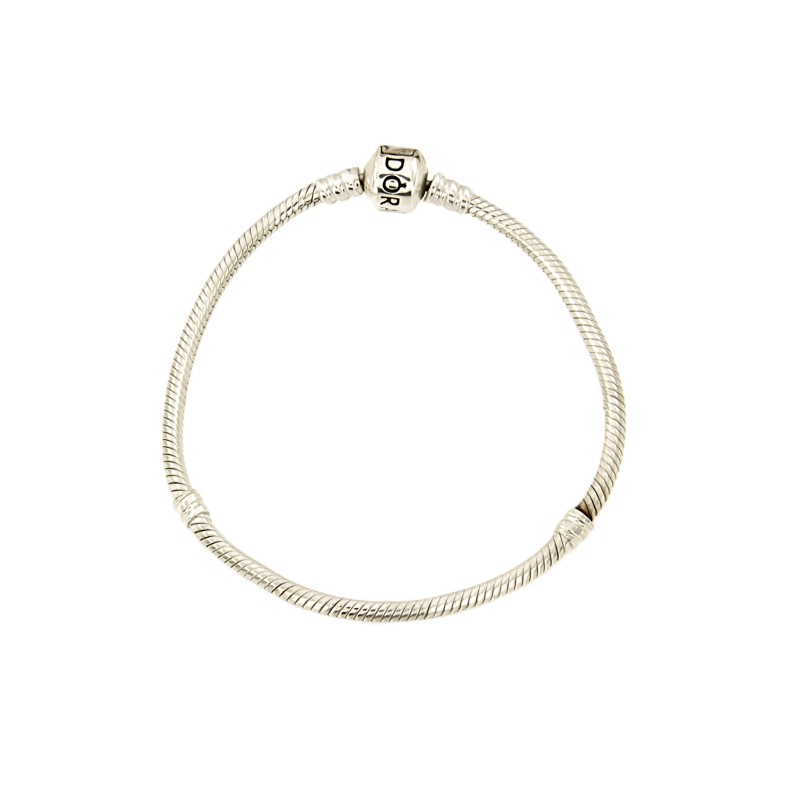 PANDORA - BRACCIALE - ARGENTO 925/1000 - MOD. MOMENTS CON CHIUSURA A BARILE - CM. 19,5 - PANDORA