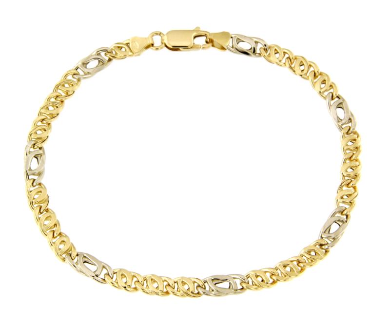 BRACCIALE DUE ORI 750/1000 MAGLIA 3+1 CM 20 - 