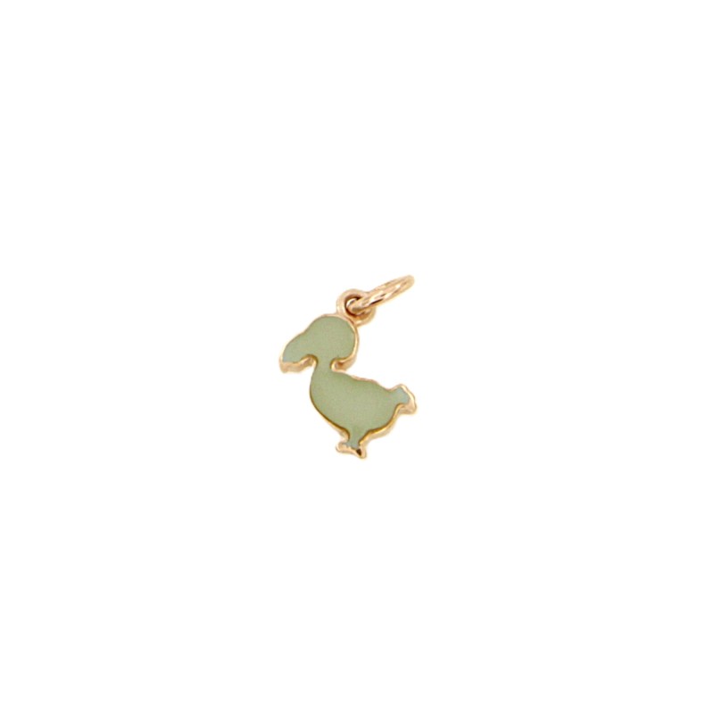 DODO - CIONDOLO - ORO ROSA 375/1000 - MOD. JUNIOR SMALTO VERDE - DODO