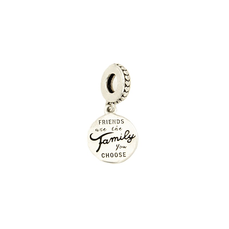 PANDORA - CHARM - ARGENTO 925/1000 - MOD. PENDENTE GLI AMICI SONO LA FAMIGLIA CHE SCEGLIAMO DA INCIDERE - PANDORA
