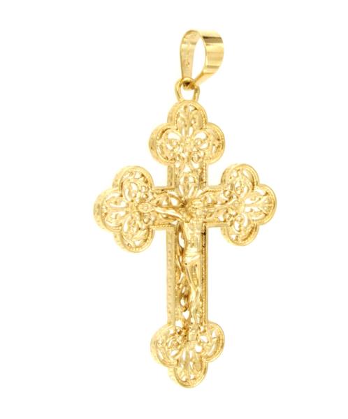 CIONDOLO ORO GIALLO 750/1000 CROCIFISSO LAVORATO TRAFORATO - 