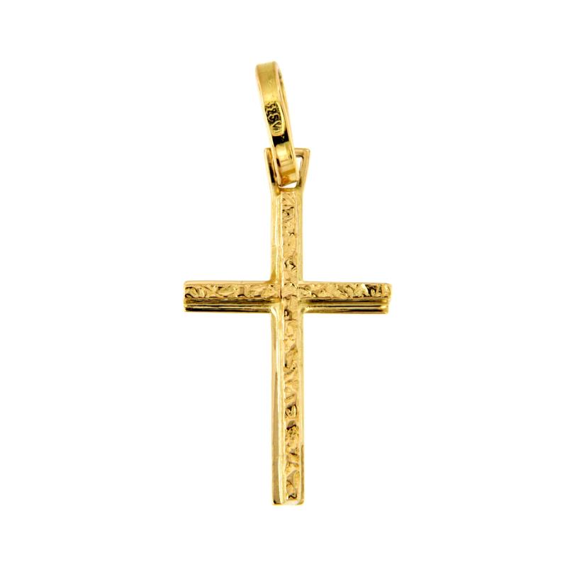 CIONDOLO ORO GIALLO 750/1000 CROCE LAVORATA  - 