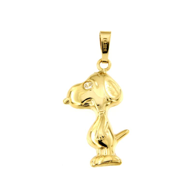 CIONDOLO ORO GIALLO 750/1000 SNOOPY CON ZIRCONE - 