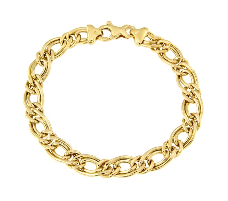 BRACCIALE ORO GIALLO 750/1000 MAGLIA DOPPIA GRUMETTA - CM. 19.5 - 