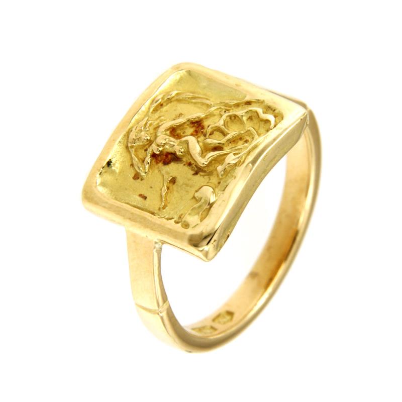 ANELLO ORO GIALLO 750/1000 CON LAVORAZIONE GREZZA - MIS. 16 - 