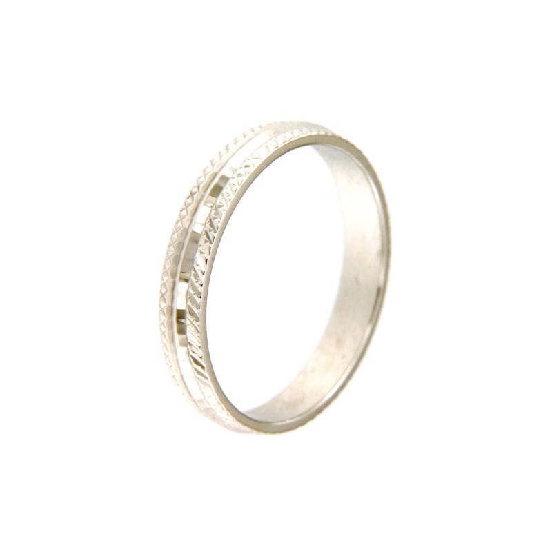 ANELLO ORO BIANCO 750/1000 FEDINA LAVORATA - MIS 13 - 