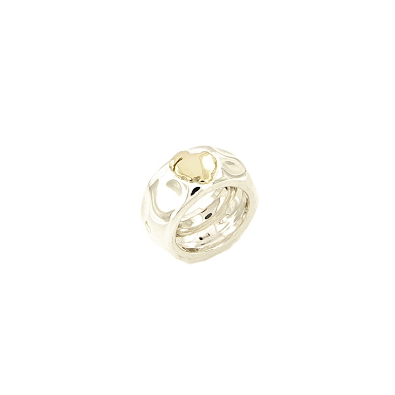 DODO - ANELLO - ARGENTO 925/1000 - FASCIONE CON DODO IN ORO GIALLO 750/1000 - MIS 12 ( NO MESSA A MISURA ) - DODO