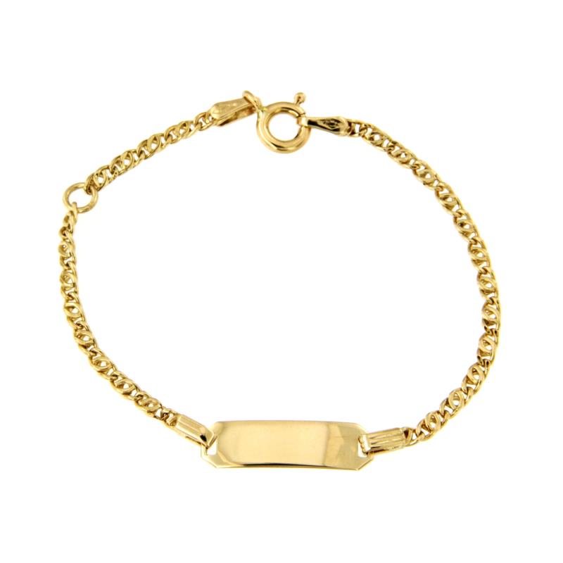 BRACCIALE ORO GIALLO 750/1000 MAGLIA GRUMETTA DOPPIA CON TARGHETTA - CM 13,5 - 