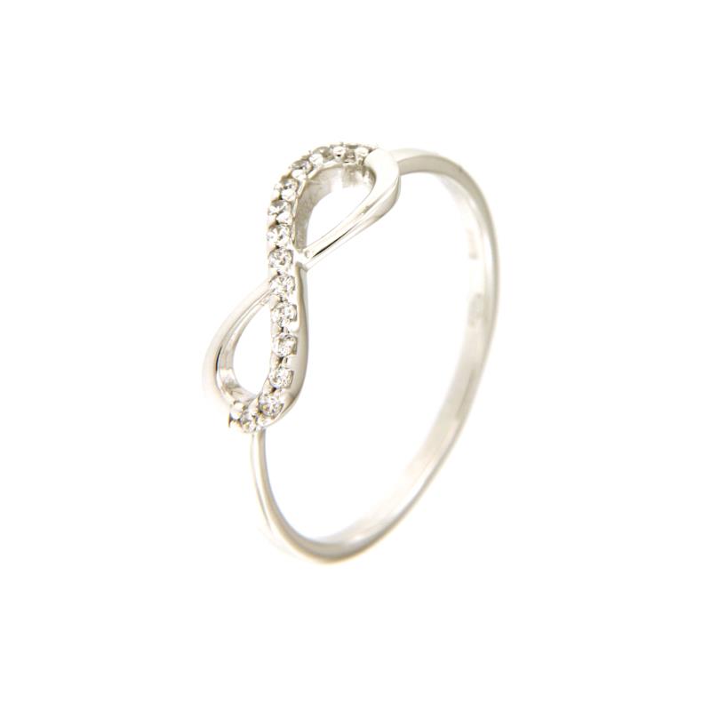 ANELLO ORO BIANCO 750/1000 INFINITO CON ZIRCONI - MIS. 16 - 